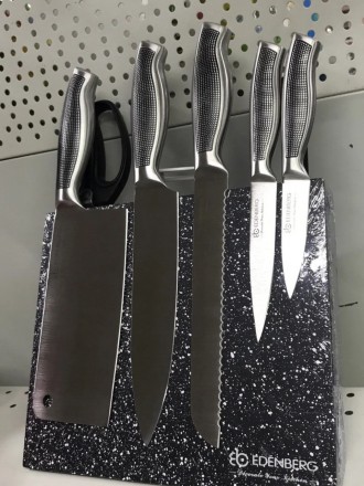 Набор ножей Edenberg на магнитной подставке с овощечисткой и мусатом
Непревзойде. . фото 3