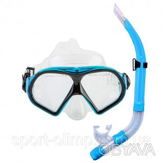 Набір для плавання маска з трубкою Dolvor блакитний М9510Р+SN52Р (термоскло)
Кор. . фото 1