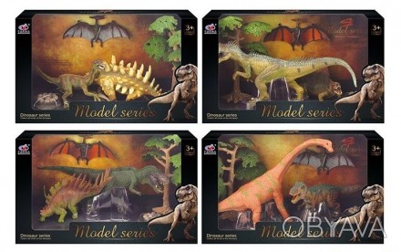 
Набор динозавров 4 вида,Стегозавр, Диплодок, Теризинозавр, Цератозавр в коробке. . фото 1