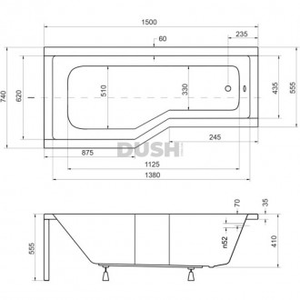 Серія Ван Besco INTEGRA 
 асиметрична форма можливі розміри: 150x75 R/L 170x75 R. . фото 4