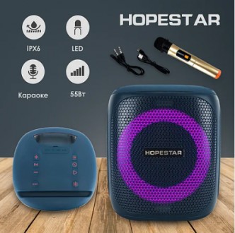 Портативна бездротова Bluetooth колонка Hopestar Party 100 50Вт Black з вологоза. . фото 7