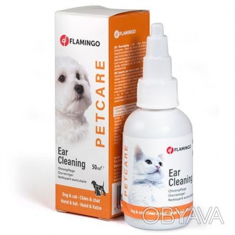 Капли для чистки ушей собак и котов Flamingo PETCARE EAR CLEANER - комплексный п. . фото 1
