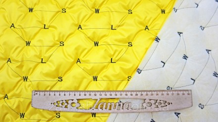 
 Стеганая плащевка с утеплителем цвет желтый "Буквы" - легкая, прочная, гладкая. . фото 8
