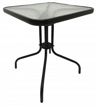 Квадратний розкладний стіл з елегантною скляною стільницею та металевим каркасом. . фото 3