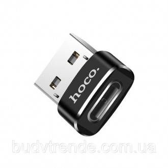 Переходник Hoco UA6 OTG USB Female to Type-C Male (Черный). . фото 4