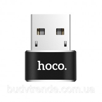Переходник Hoco UA6 OTG USB Female to Type-C Male (Черный). . фото 2
