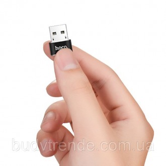 Переходник Hoco UA6 OTG USB Female to Type-C Male (Черный). . фото 5
