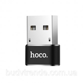 Переходник Hoco UA6 OTG USB Female to Type-C Male (Черный). . фото 3