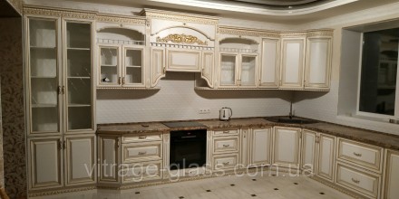 Витраж в кухню с классическими ромбами, аналог полированной гравированной грани,. . фото 3
