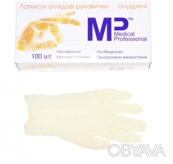 Перчатки Medical Professional латексные смотровые нестерильные припудренные р.М . . фото 1
