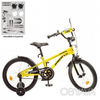 Велосипед дитячий PROF1 14д. Y14214 (1шт) Shark,SKD45,жовто-чорний,зв,ліхтар,дод. . фото 1