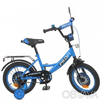 Велосипед детский PROF1 12д. Y1244 (1шт) Original boy,SKD45,сине-черный,зв,доп.к. . фото 1