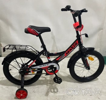 Детский двухколесный велосипед 16 дюймов с боковыми колесами и багажником "CORSO. . фото 1