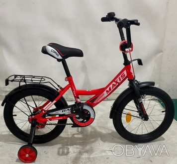 Детский двухколесный велосипед 16 дюймов с боковыми колесами и багажником "CORSO. . фото 1