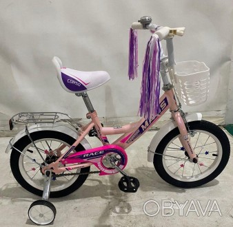 Велосипед детский 14 дюймов для девочки с корзинкой и багажником "CORSO" MAXIS-1. . фото 1