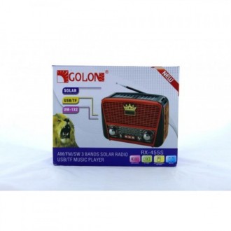 Радиоприёмник
Golon RX-455S с солнечной панелью Красный Портативная
колонка Golo. . фото 5