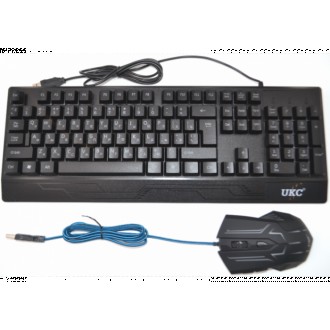 Російська дротова клавіатура + мишка UKC M710 з підсвічуванням Відмінна дротова . . фото 2