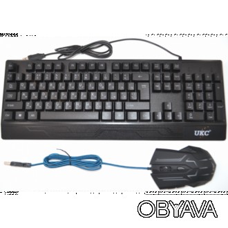 Російська дротова клавіатура + мишка UKC M710 з підсвічуванням Відмінна дротова . . фото 1