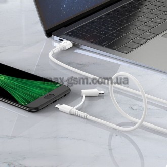 Кабель для зарядки и передачи данных USB-Lightning / Micro-USB, 1 м, ток до 2,4 . . фото 3