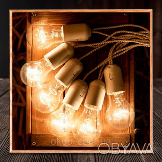Белая Ретро Гирлянда Эдисона - 7 ламп накаливания - длина от первой лампы до пос. . фото 1