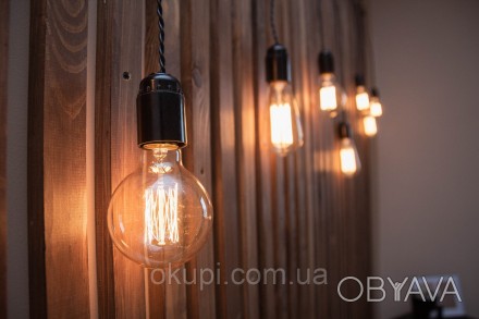 Черная Ретро Гирлянда "Сосулька"- 10 ламп Эдисона - длина от первой лампы до пос. . фото 1