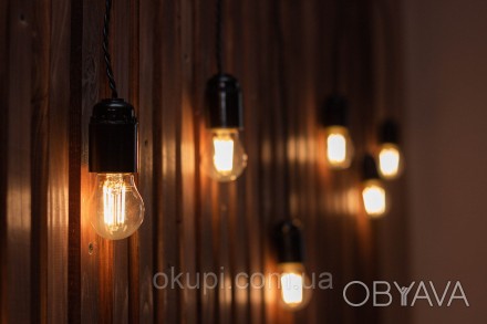 Черная Ретро Гирлянда "Сосулька"- 16 экономных лампочек - длина от первой лампы . . фото 1
