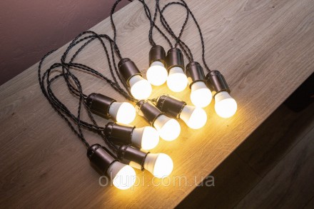 Черная Ретро Гирлянда - 11 лампочек - длина от первой лампы до последней - 5м, д. . фото 6