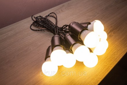 Черная Ретро Гирлянда - 11 лампочек - длина от первой лампы до последней - 5м, д. . фото 9