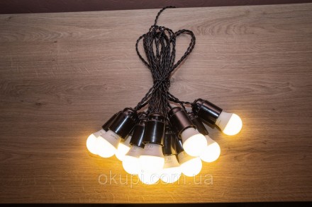 Черная Ретро Гирлянда - 11 лампочек - длина от первой лампы до последней - 5м, д. . фото 10