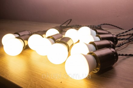 Черная Ретро Гирлянда - 11 лампочек - длина от первой лампы до последней - 5м, д. . фото 7