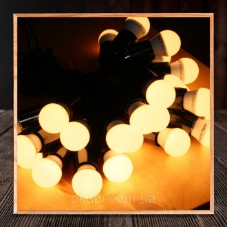 Черная Ретро Гирлянда Эдисона - 100 лампочек LED теплого свечения по 3Вт - длина. . фото 3