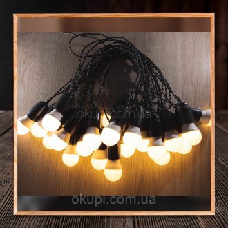 Черная Ретро Гирлянда Эдисона - 100 лампочек LED теплого свечения по 3Вт - длина. . фото 6