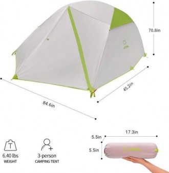 Трехместная.Ультралегкая палатка которая обеспечит Вам комфортный отдых в любую . . фото 3