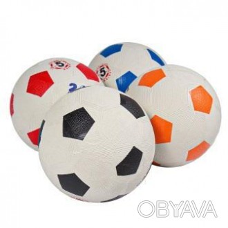 Мяч футбольный резиновый, в пакете. Вес мяча - 320 г. В ассортименте 4 расцветки. . фото 1