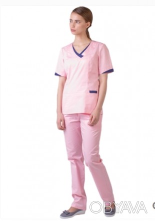 Костюм медицинский женский с  v-образным вырезом. Светло - розовый

Костю. . фото 1