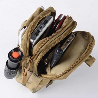 Тактическая мини-сумка на пояс для телефона, бумажника мужская. Прочная и портат. . фото 4