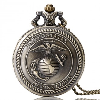 Карманные часы  с символикой корпуса морской пехоты США 
Механизм: кварцевый
Д. . фото 2