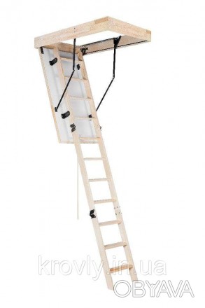 
3-х секционная деревянная лестница с термоизоляционной крышкой толщиной 26 мм, . . фото 1