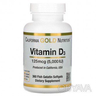 
	Витамин D3 California Gold Nutrition
	125 мкг (5000 МЕ)
	Произведено в Калифор. . фото 1