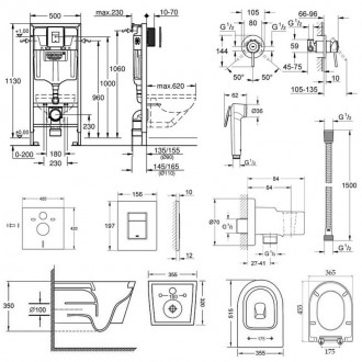 Комплект инсталляция Grohe Rapid SL 38827000 + унитаз с сиденьем Qtap Swan QT163. . фото 5