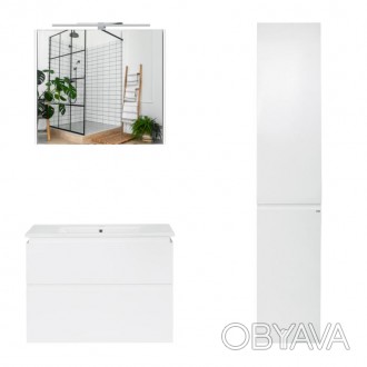 Комплект меблів для ванної Qtap Albatross тумба з раковиною + дзеркальна шафа + . . фото 1