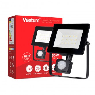 Світлодіодний прожектор з датчиком руху Vestum 50W 4 300Лм 6500K 175-250V IP65 1-VS-3012. Херсон. фото 1 Світлодіодний прожектор з датчиком руху Vestum 50W 4 300Лм 6500K 175-250V IP65 1-VS-3012. Херсон. фото 1