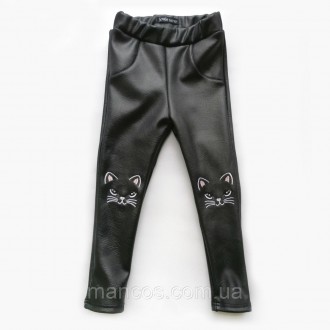 Лосины для девочки кожаные на меху, черные, SmileTime Leather Kitten, черные 128. Кривой Рог. фото 1 Лосины для девочки кожаные на меху, черные, SmileTime Leather Kitten, черные 128. Кривой Рог. фото 1