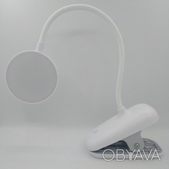 Світлодіодна лампа настільна Table Lamp 7300 акумуляторна на прищіпці Біла Акуму. . фото 1