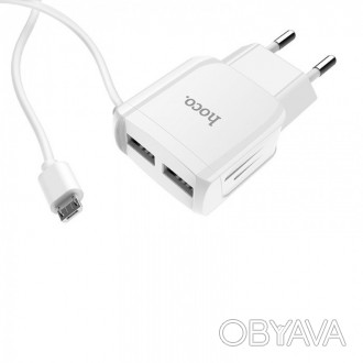 Зарядное устройство HOCO C59A Mega joy со встроенным кабелем micro USB Белый
Hoc. . фото 1