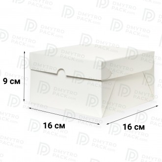 Коробка с откидной крышкой из мелованного картона 160х160х90 мм для капкейков, п. . фото 3