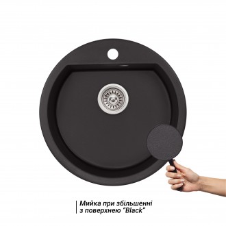 Кухонна мийка Qtap CS D510 Black (QTD510BLA404) виконана з якісного штучного кам. . фото 4