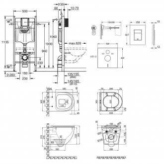 Набор инсталляция 4 в 1 Grohe Rapid SL 3884000G + унитаз с сиденьем Qtap Robin Q. . фото 3