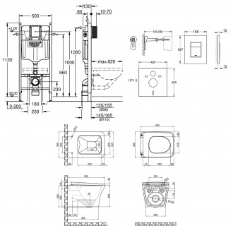 Набор инсталляция 4 в 1 Grohe Rapid SL 3884000G + унитаз с сиденьем Qtap Gemini . . фото 3