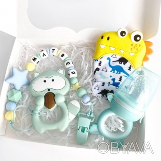 Именной подарочный набор для новорожденного мальчика с именной игрушкой грызунок. . фото 1